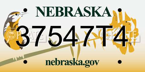 37547T4 Nebraska License Plate