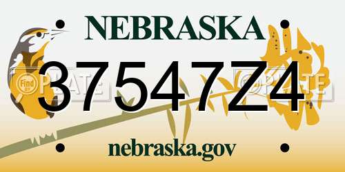 37547Z4 Nebraska License Plate