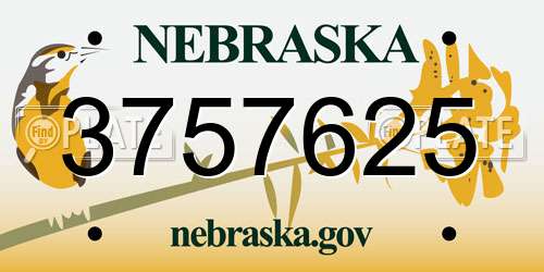 3757625 Nebraska License Plate