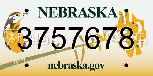 3757678 Nebraska License Plate