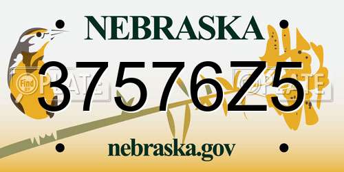 37576Z5 Nebraska License Plate