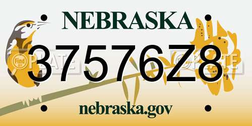 37576Z8 Nebraska License Plate