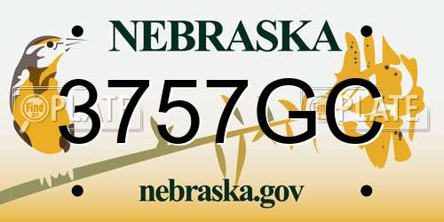 3757GC Nebraska License Plate