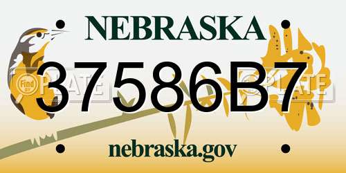 37586B7 Nebraska License Plate