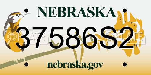 37586S2 Nebraska License Plate
