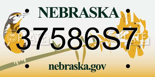 37586S7 Nebraska License Plate