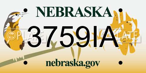 3759IA Nebraska License Plate