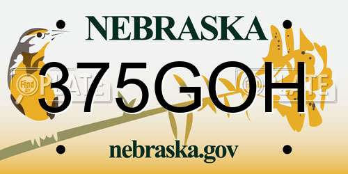 375GOH Nebraska License Plate