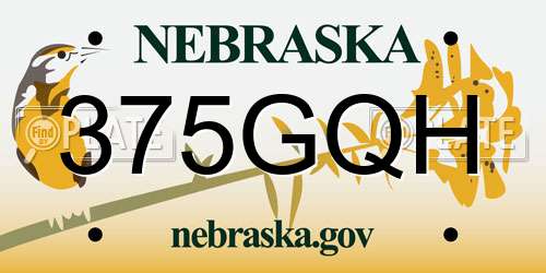 375GQH Nebraska License Plate