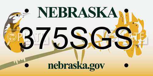 375SGS Nebraska License Plate