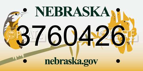 3760426 Nebraska License Plate