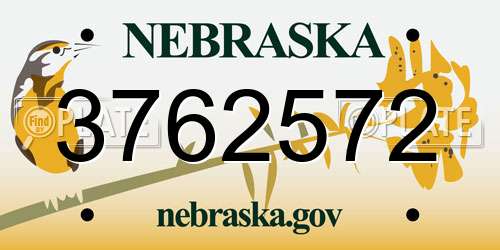 3762572 Nebraska License Plate
