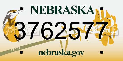 3762577 Nebraska License Plate