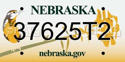 37625T2 Nebraska License Plate