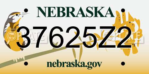 37625Z2 Nebraska License Plate