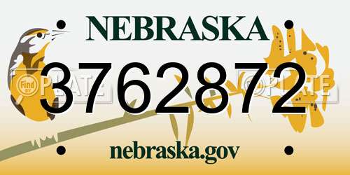 3762872 Nebraska License Plate