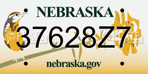 37628Z7 Nebraska License Plate