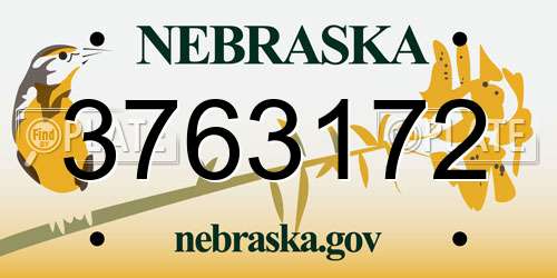 3763172 Nebraska License Plate