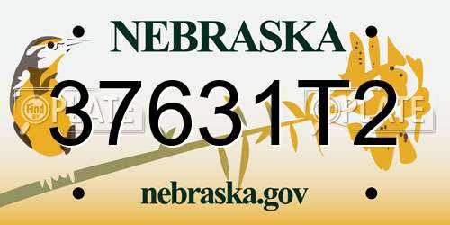 37631T2 Nebraska License Plate
