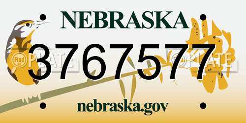 3767577 Nebraska License Plate
