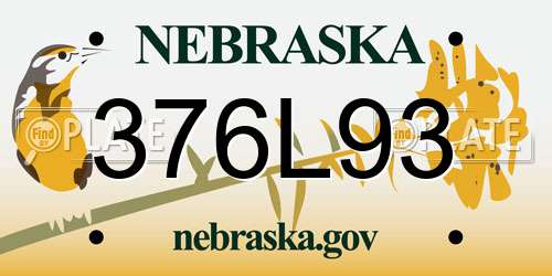 376L93 Nebraska License Plate