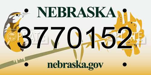 3770152 Nebraska License Plate