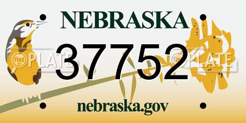 37752 Nebraska License Plate