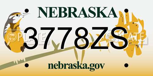 3778ZS Nebraska License Plate