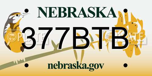 377BTB Nebraska License Plate