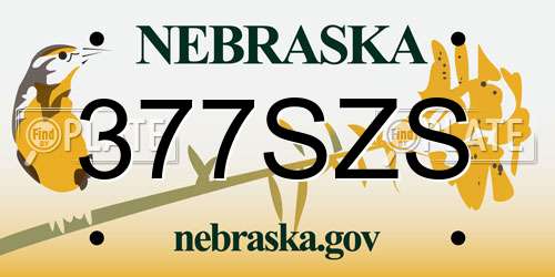 377SZS Nebraska License Plate