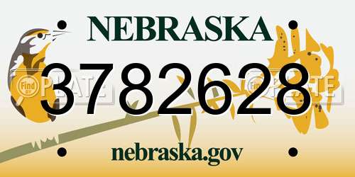 3782628 Nebraska License Plate