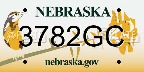 3782GC Nebraska License Plate