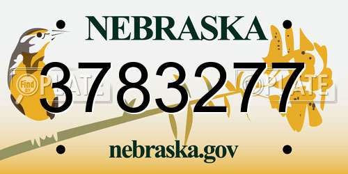3783277 Nebraska License Plate