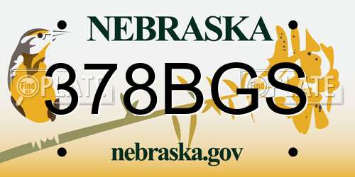 378BGS Nebraska License Plate