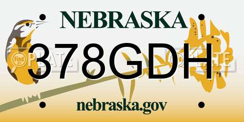 378GDH Nebraska License Plate