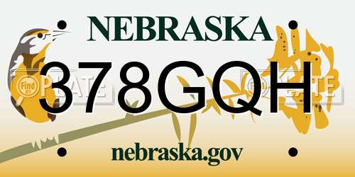 378GQH Nebraska License Plate