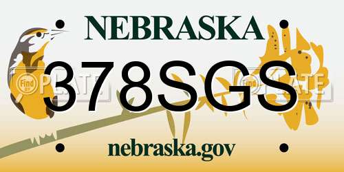 378SGS Nebraska License Plate
