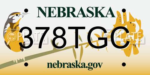 378TGC Nebraska License Plate
