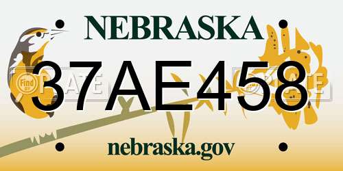 37AE458 Nebraska License Plate