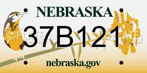 37B121 Nebraska License Plate