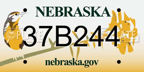 37B244 Nebraska License Plate