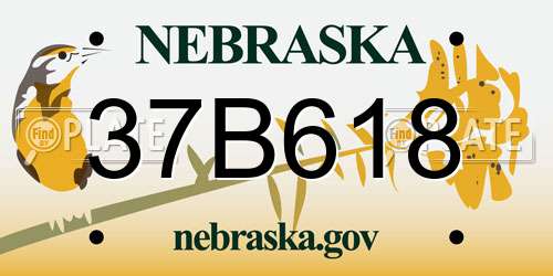 37B618 Nebraska License Plate
