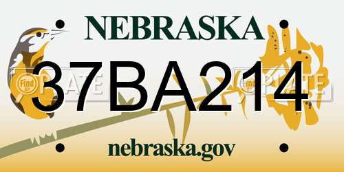 37BA214 Nebraska License Plate