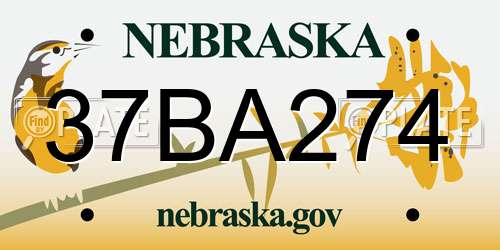 37BA274 Nebraska License Plate