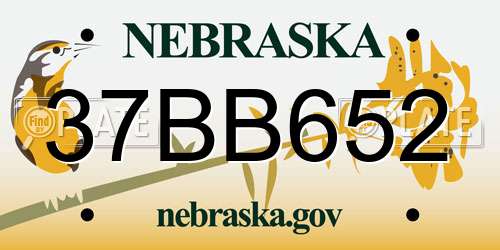 37BB652 Nebraska License Plate