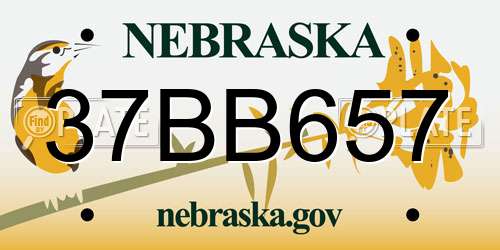 37BB657 Nebraska License Plate