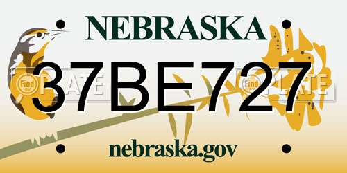37BE727 Nebraska License Plate