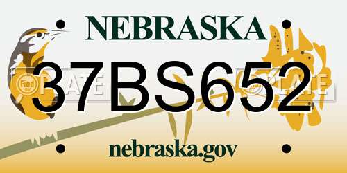 37BS652 Nebraska License Plate