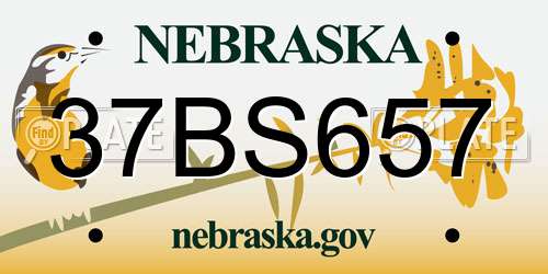 37BS657 Nebraska License Plate