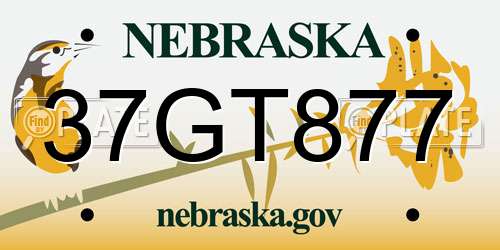 37GT877 Nebraska License Plate
